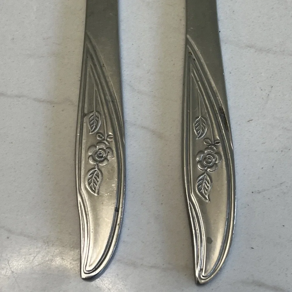 UTICA Stainless Steel Flatware Cameo Rose Oval Butter Knife USA 2